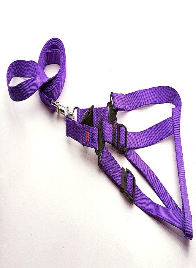 Pups&Pets 15 MM Nylon Leash with Harness 0.5 Inch Adjustable Nylon Harness Set Ideal for Small Breed Dog & Puppies - Purple - Image 1